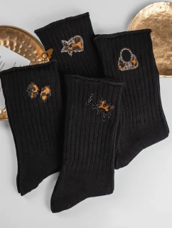 Ponožky Magnetis QR5008 Leopardí potisk, bez zádové části