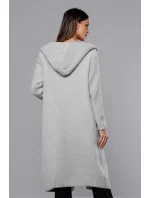 Světle šedý dlouhý vlněný přehoz přes oblečení typu alpaka s kapucí model 18059163 - MADE IN ITALY Světle šedý dlouhý vlněný přehoz přes oblečení typu alpaka s kapucí model 18059163 - MADE IN ITALY