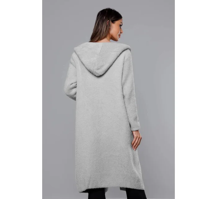Světle šedý dlouhý vlněný přehoz přes oblečení typu alpaka s kapucí model 18059163 - MADE IN ITALY Světle šedý dlouhý vlněný přehoz přes oblečení typu alpaka s kapucí model 18059163 - MADE IN ITALY