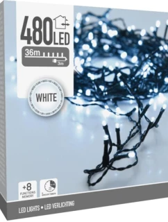VÁNOČNÍ STROM SVĚTLA SVĚTELNÝ ŘETĚZ 480 VEDL ČASOVAČ STUDENÁ BÍLÁ