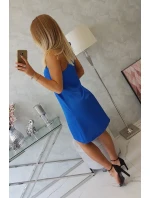 Šaty s mašlí na rameni v chrpově modré barvě