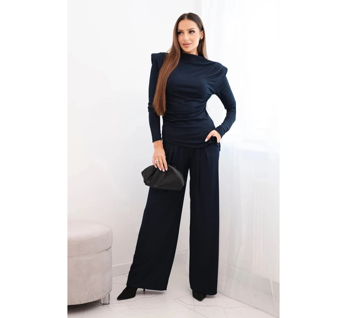 Dámský bavlněný komplet s a kalhotami s širokými nohavicemi model 21731206 - K-Fashion Dámský bavlněný komplet s a kalhotami s širokými nohavicemi model 21731206 - K-Fashion