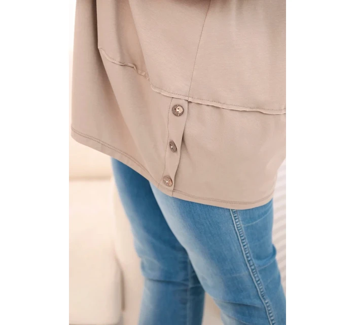 Dámská blůza Plus Size z bavlny s ozdobnými knoflíky a ohrnutými rukávy fango