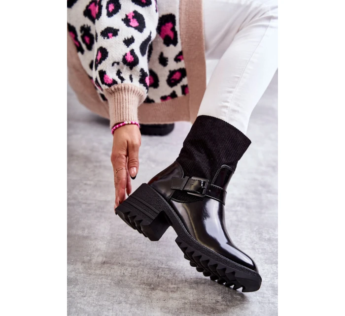 Dámské Teplé Kozačky Na Podpatku černé model 21596774 - Boto