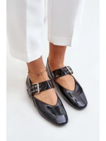 Lakované Baleríny S Páskem Černé Azirae Lakované Baleríny S Páskem Černé Azirae