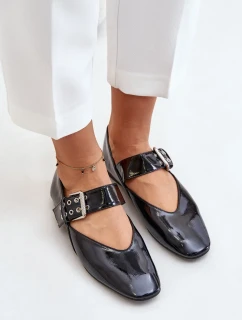 Lakované Baleríny S Páskem Černé Azirae