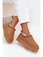 Dámské nízké sněhule Taliah na platformě s vyšíváním – camel