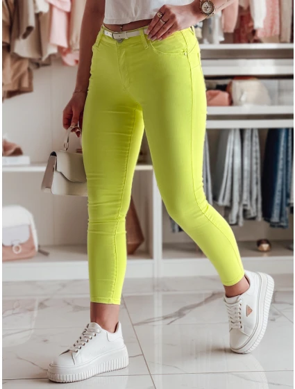 Dámské úzké kalhoty s páskem VIVASKIN žlutá FashionStreet UY2461