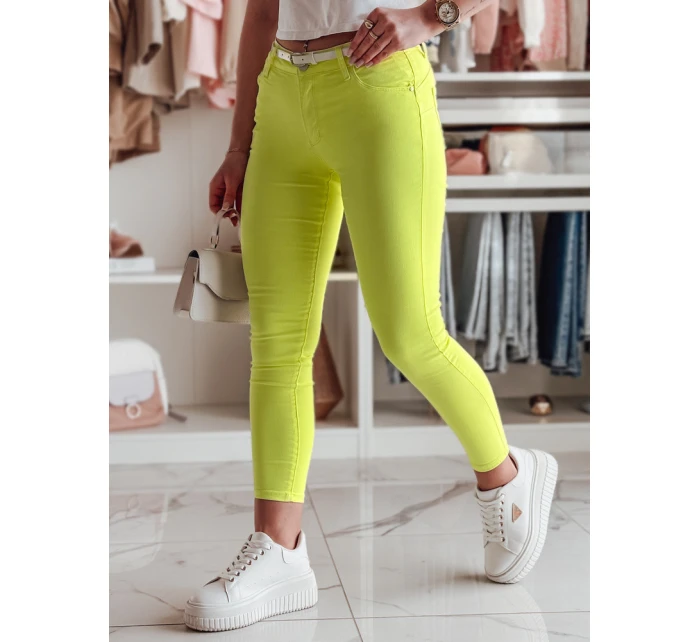 Dámské úzké kalhoty s páskem VIVASKIN žlutá FashionStreet UY2461