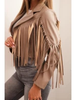 Dámská bunda z eko kůže s třásněmi ve stylu boho fango Dámská bunda z eko kůže s třásněmi ve stylu boho fango