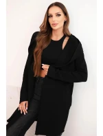 Dámská bunda z bavlny s kapucí a prodlouženým předním dílem černá Dámská bunda z bavlny s kapucí a prodlouženým předním dílem černá