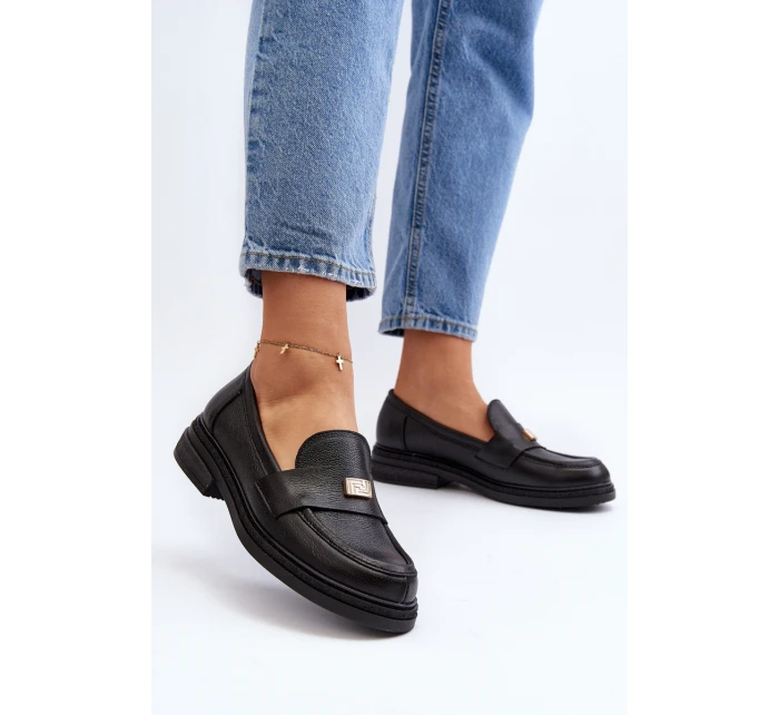 Zazoo 20165 Dámské kožené mokasíny černé