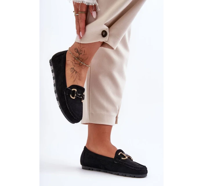 Kožené Dámské Mokasíny S Ozdobou Černé Dionira Kožené Dámské Mokasíny S Ozdobou Černé Dionira