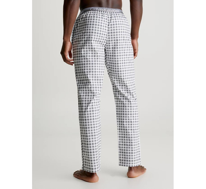 Pánské pyžamové kalhoty 000NM2180EGC3 bílá šedá vzor - Calvin Klein