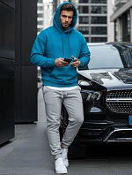Pánská světle modrá mikina s kapucí FashionStreet BX5108