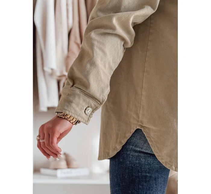 Dámská přechodná košilová bunda oversize KOSMOJACK c.beige FashionStreet TY4841