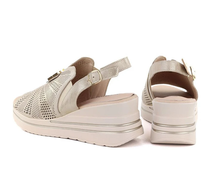 Dámské kožené sandály na platformě gold M.Daszynski model 22072440