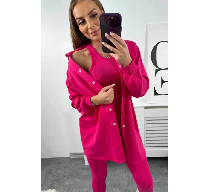 3dílný set halenka, top a legíny fuchsiová