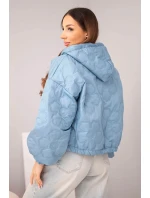 Dámská prošívaná bunda s kapucí a ozdobným květinovým vzorem model 22010146 - K-Fashion