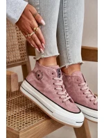 Zateplené Dámské Tenisky Na Platformě Eko Kůže Big Star OO274068 Růžové