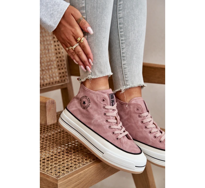 Zateplené Dámské Tenisky Na Platformě Eko Kůže Big Star OO274068 Růžové