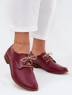 Dámské kožené elegantní šněrovací polobotky Zazoo 4238 bordó