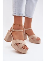 Dámské sandály na podpatku béžové Janelia