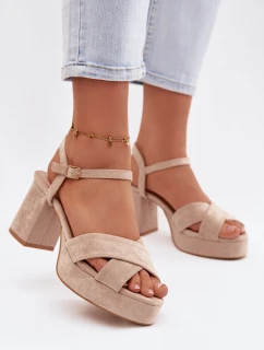 Dámské sandály na podpatku béžové Janelia