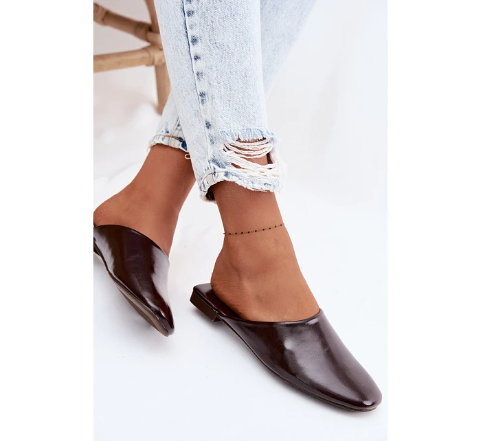 Dámské Mules z Umělé Kůže Ploché Čokoládové Romelle Dámské Mules z Umělé Kůže Ploché Čokoládové Romelle