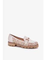 Dámské kožené mokasíny se zlatým detailem Laura Messi – světle béžové