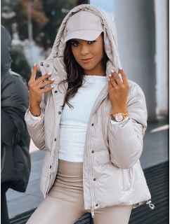 Dámská kožená přechodná bunda COLLAR beige FashionStreet TY3763