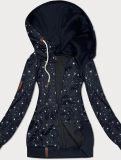 Tmavě modrá dámská mikina s kapucí a se vzorem model 21308806 - 6&8 Fashion