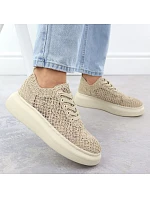 Dámská obuv na platformě se šněrováním béžová model 22098387 - VINCEZA