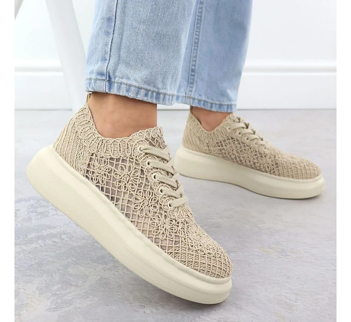 Dámská obuv na platformě se šněrováním béžová model 22098387 - VINCEZA