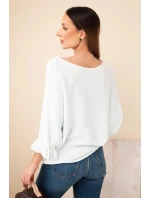 Dámský svetr typu netopýr s kulatým výstřihem mátový