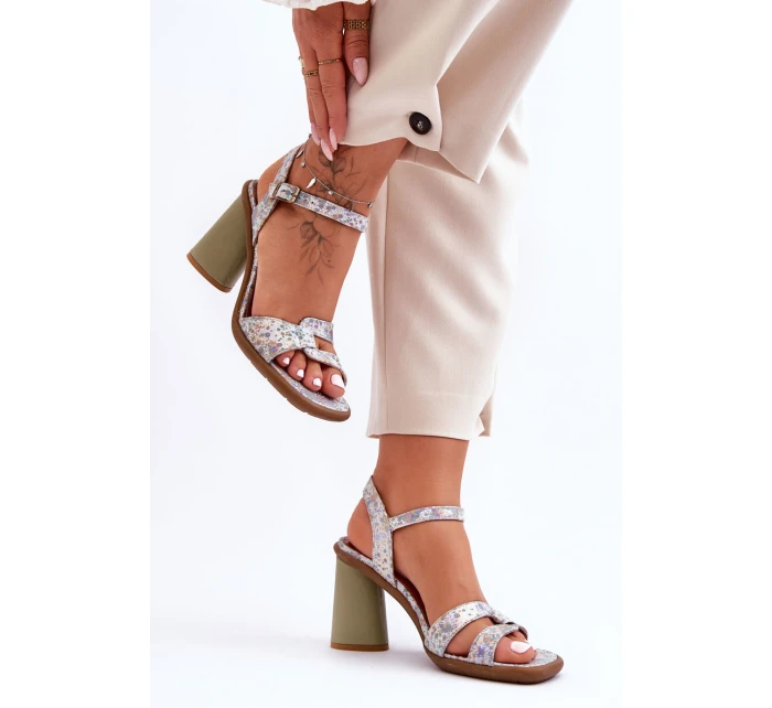 Kožené sandály na podpatku model 21624649 - Maciejka