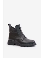 Kožené Boty Na Plochém Podpatku Zateplené Černé model 21675477 - EVENTO Kožené Boty Na Plochém Podpatku Zateplené Černé model 21675477 - EVENTO