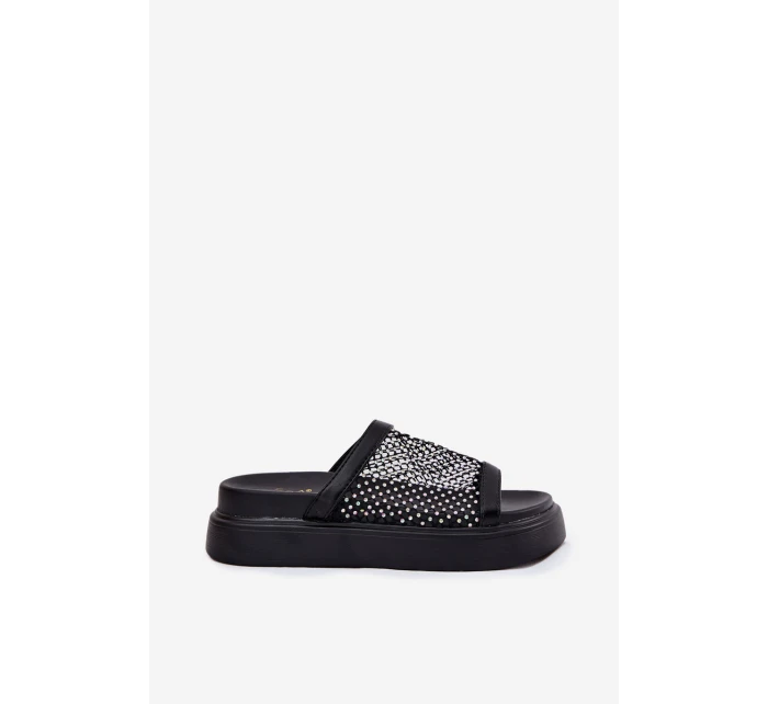 Ozdobené Dámské Pantofle Na Platformě S Černé model 21698367 - S.Barski