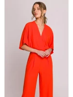 Kombinéza se širokými nohavicemi a výstřihem korálová model 20966139 - STYLOVE Kombinéza se širokými nohavicemi a výstřihem korálová model 20966139 - STYLOVE