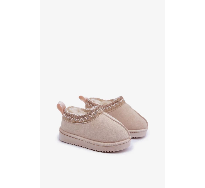 Dětské kotníkové sněhule na platformě s kožíškem Vilabria – světle béžové