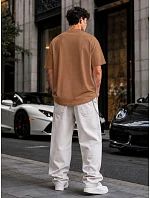 Pánské bavlněné basic oversize velbloudí tričko FashionStreet RX5685 Pánské bavlněné basic oversize velbloudí tričko FashionStreet RX5685