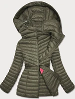 Vypasovaná dámská bunda v khaki barvě (GT-212)