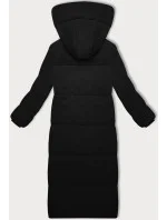 Černá dlouhá bunda kabát s střihem model 21248895 - STELLA FASHION