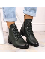 W zelené zateplené boty s podpatkem model 21270856 - JEZZI