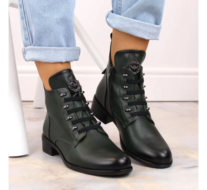 W zelené zateplené boty s podpatkem model 21270856 - JEZZI