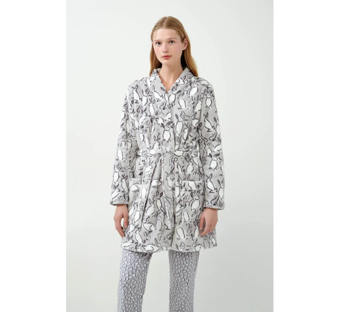 Šedý župan s potiskem model 20516642 - Vamp Šedý župan s potiskem model 20516642 - Vamp