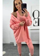 3dílná souprava model 20194664 top a legíny meruňková - K-Fashion 3dílná souprava model 20194664 top a legíny meruňková - K-Fashion