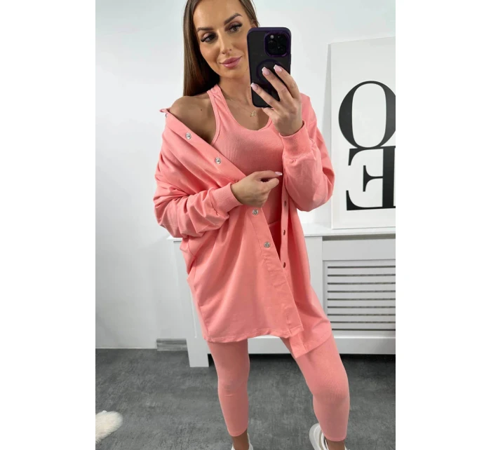 3dílná souprava model 20194664 top a legíny meruňková - K-Fashion 3dílná souprava model 20194664 top a legíny meruňková - K-Fashion