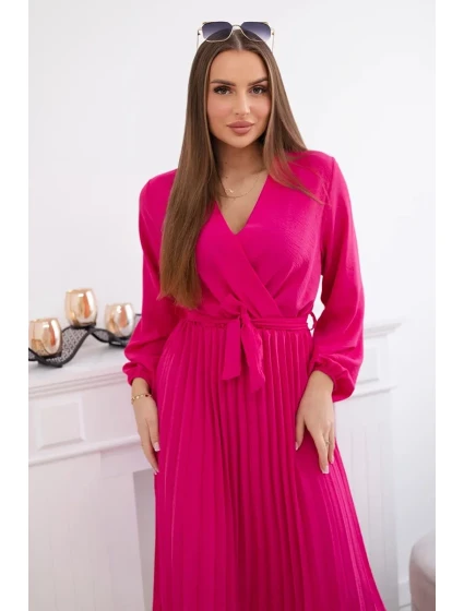 Šaty se svázaným plisovaným lemem fuchsie Šaty se svázaným plisovaným lemem fuchsie