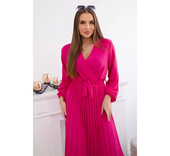 Šaty se svázaným plisovaným lemem fuchsie Šaty se svázaným plisovaným lemem fuchsie
